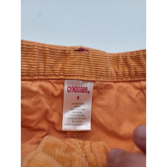 GYMBOREE Girls SZ 5 Orange Corduroy Skirt Skort Heart Shaped Buttons - Picture 4 of 6